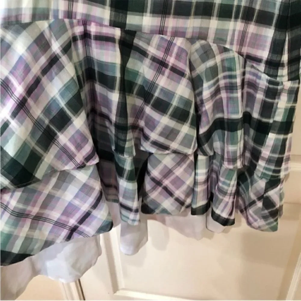 NWT Ann Taylor Plaid Ruffle Trim Women's Skirt